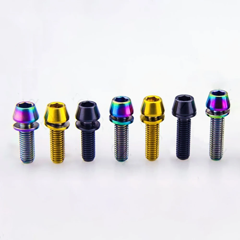 1pcs Titanium Alloy Screws M5x16mm M5x18mm M5x20mm Tapered Head Without Shedding Washers Bicycle Mounting Screws