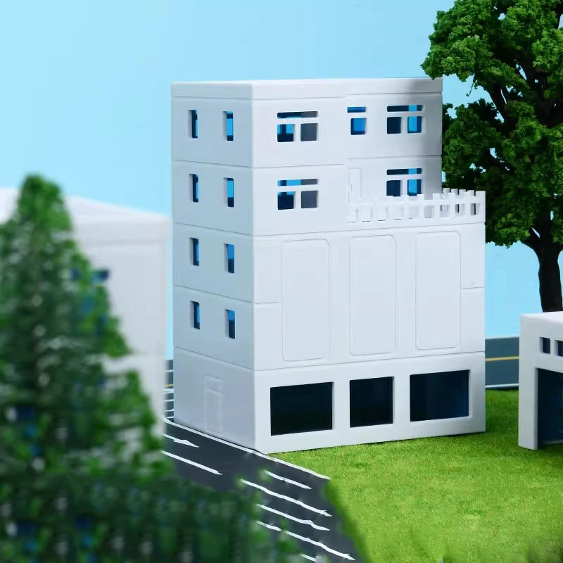 Modele dioramy budynków miejskich w skali 1/150 N do modelarstwa kolejowego, krajobraz uliczny, architektura, materiały budowlane