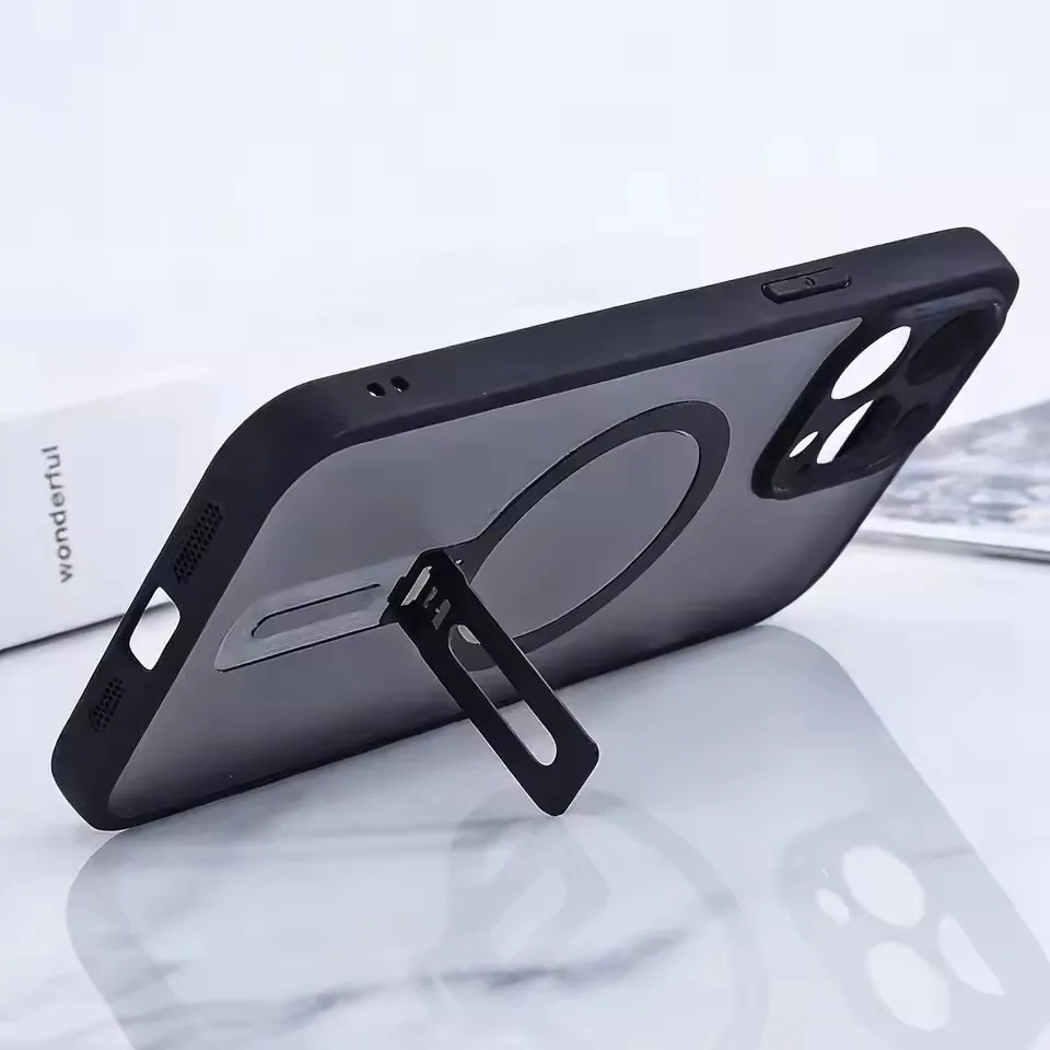 Magnetic Metal Folding Phone Stand Universal CellPhone Holder Bracket Adjustable Desk Mount for iPhone 17 Samsung Xiaomi Huawei view 5