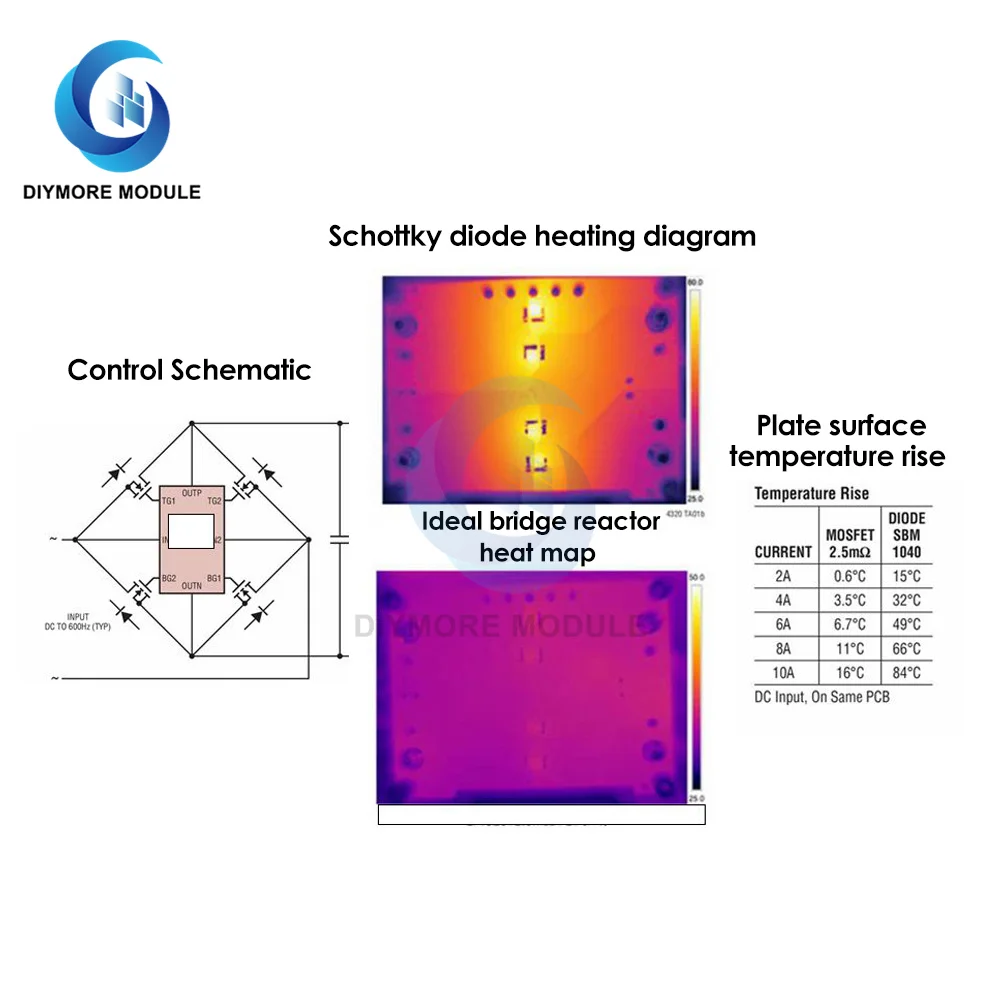 DC 7-45V Ideal Diode Low Heat Generation High Efficiency Bridge Rectifier Filter Module 600HZ