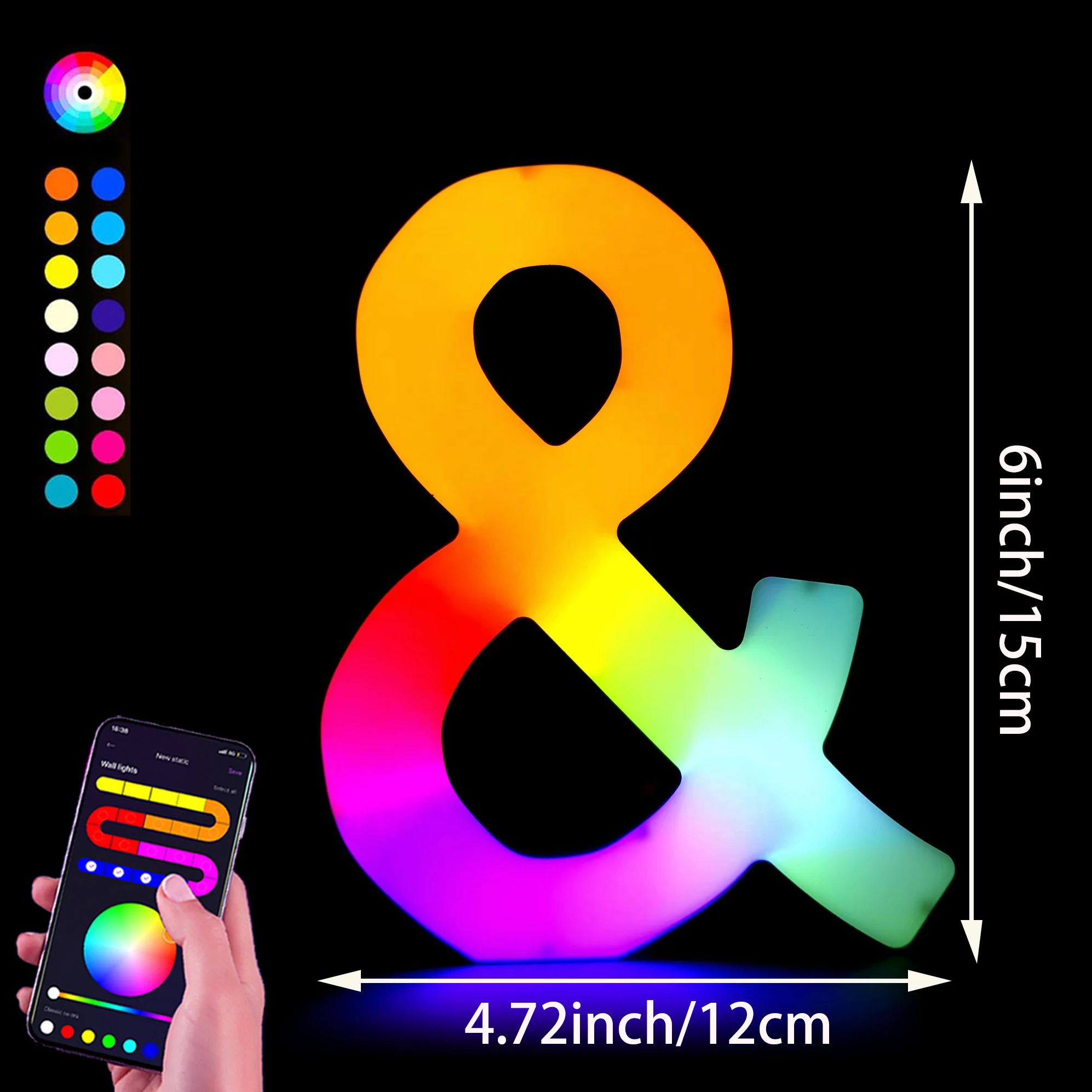 1PC Smart LED Letter Light - DIY RGB Marquee App Controle Muziek Sync Indoor Sign Game Holiday Party Bruiloft Afstuderen Seizoen A-Z