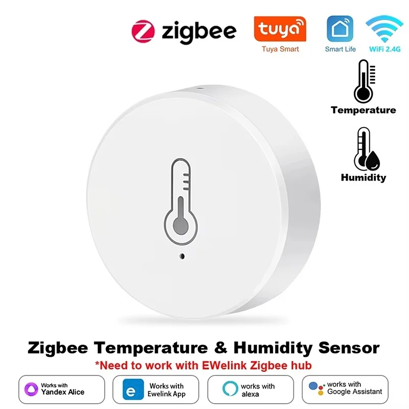 Tuya WiFi Temperature and Humidity Sensor For Smart Home Thermometer Hygrometer APP Remote Control Work With Yandex Alexa Google