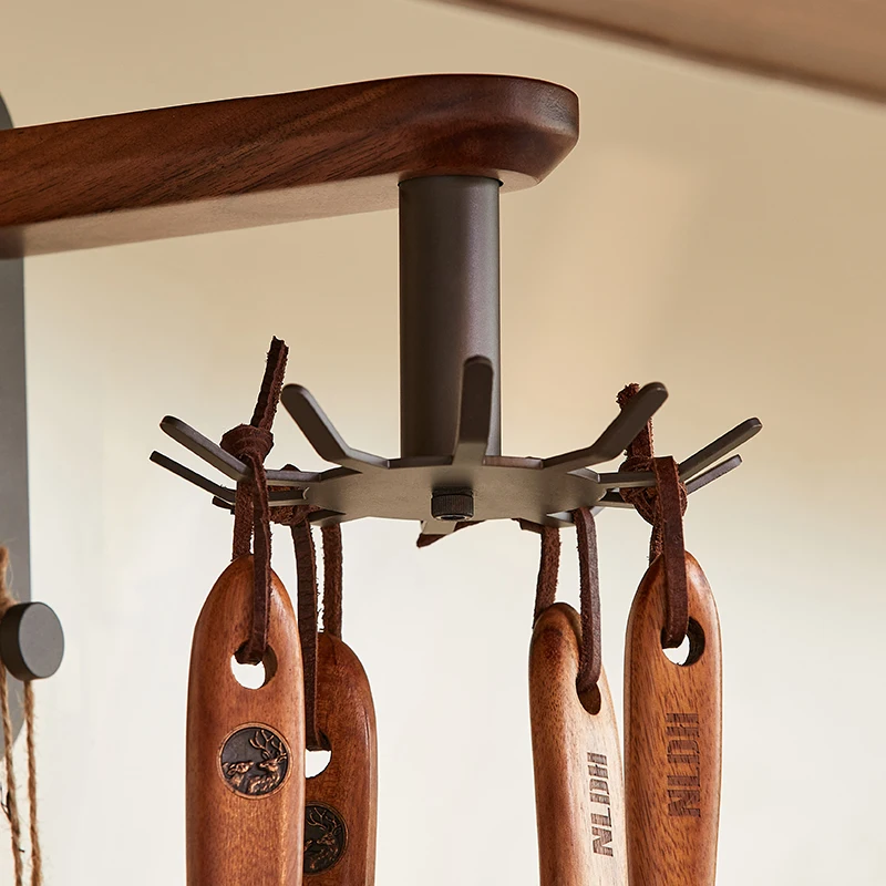 Kitchen Multifunctional Rotary Hanger Wall No Punching Spoon Shovel Shelf Wall Mounted Octopus Hook