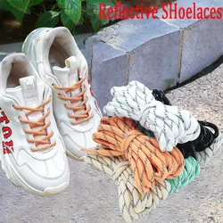 1Pair Reflective Shoelaces Top Quality Round Shoe Laces Boots and Sneaker Shoelace 6 Colors Length 100cm 120cm 140cm 160cm 180cm