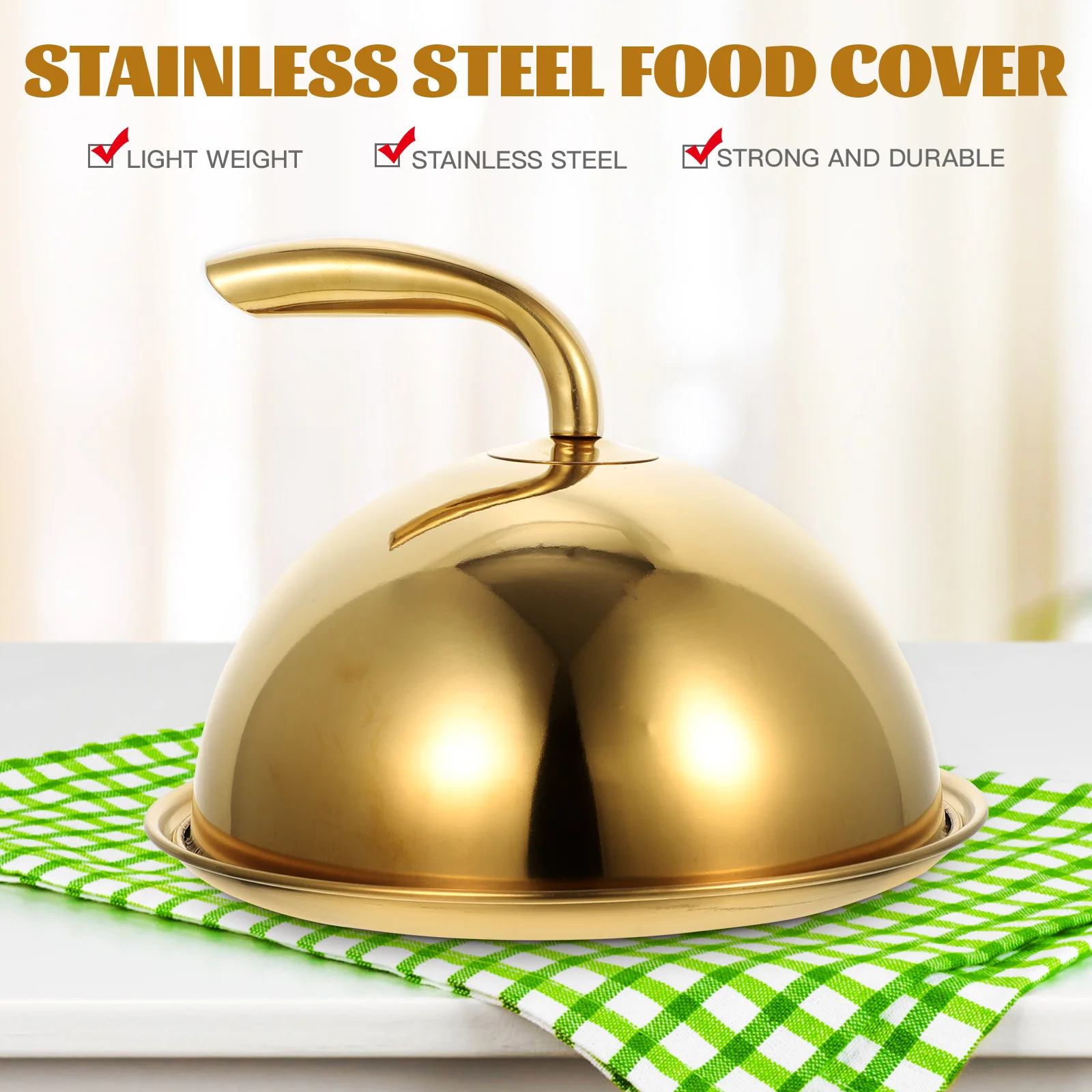 

1 Set Stainless Steel Food Handle Dome Oil-Proof Plate Kitchen Bbq Lid Microwave Glass Food Protector Household Metal Cover