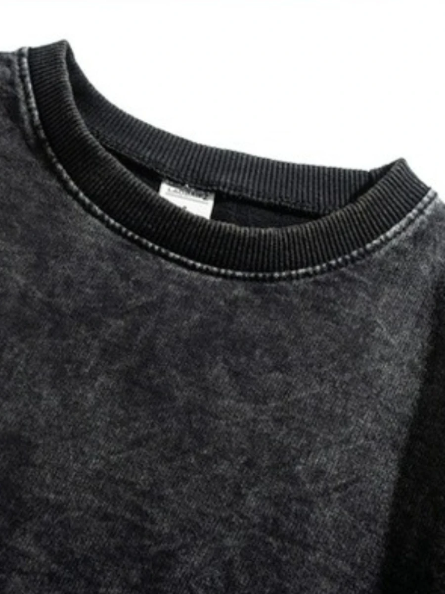 CHICEVER Zwart gesplitst plooien sweatshirt vrouwelijk O-hals met lange mouwen losse vintage streetwear damessweatshirts herfstmode