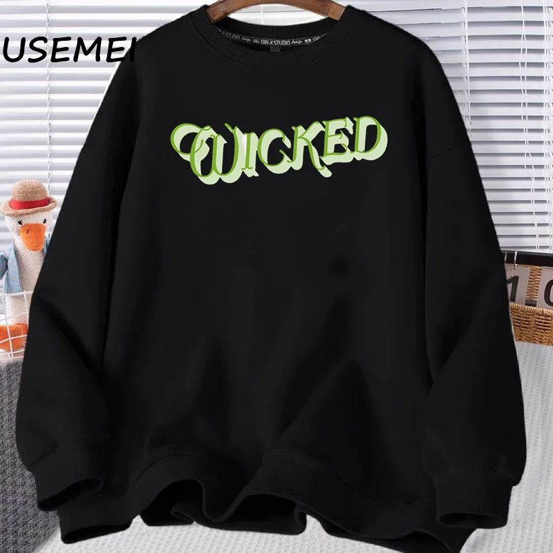 Oversized Vintage Wicked Cozy Sweatshirts Harajuku Pullover Hoodies Women Ladiies Wicked Movie Merch Clothing Streetwear