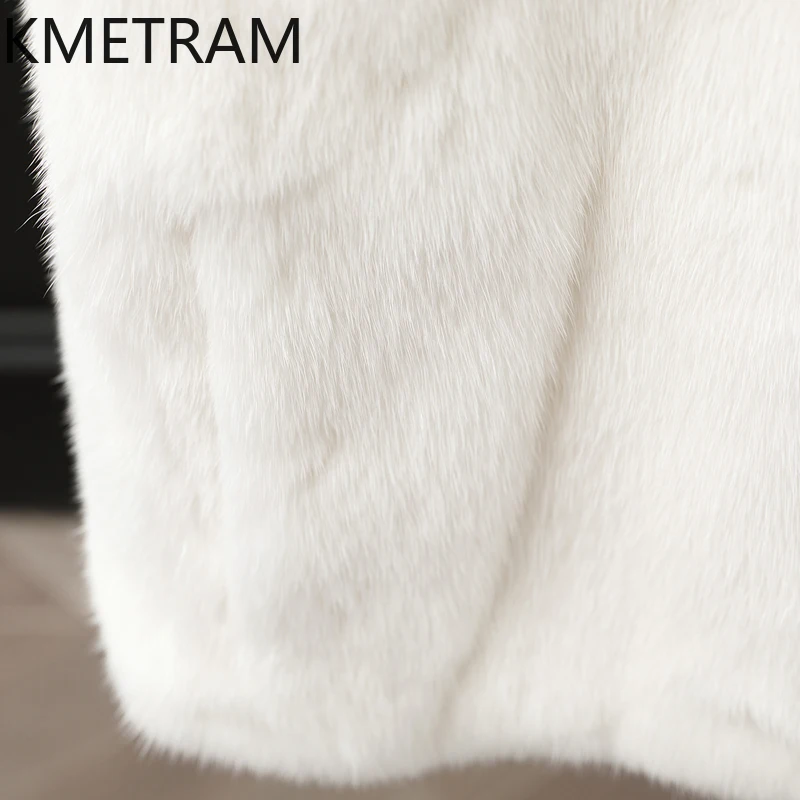 KMETRAM 100% فرو المنك سترة معطف بلا أكمام الفراء الحقيقي السيدات سترة قصيرة عالية الجودة امرأة الشتاء معاطف 2025 جديد في السترات shouba