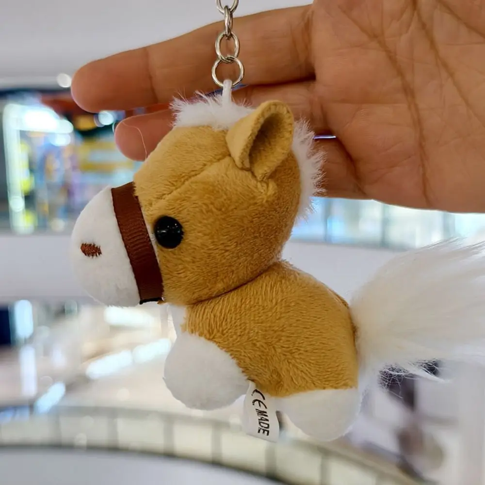 Zaino Ciondolo Mini Cavallo Portachiavi Bambole mascotte Simpatico animale di peluche Portachiavi Morbido e soffice Zodiaco Pony Figurine Decorazione auto