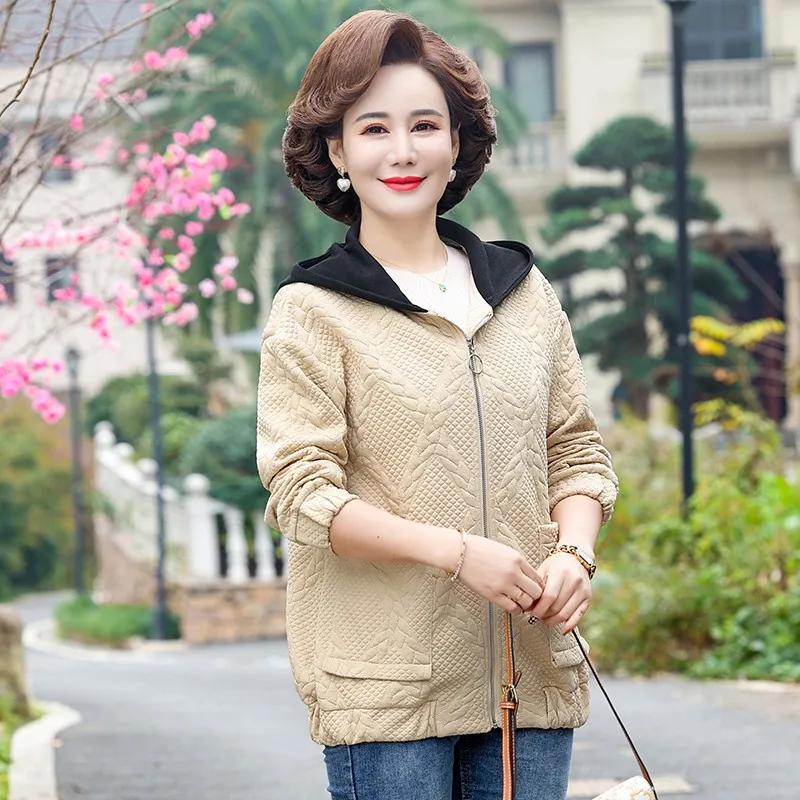 

Mother Spring Autumn Women Coat New Ladies Loose Jacket Middle Aged Women's Clothing Fashion Female Elegant Top