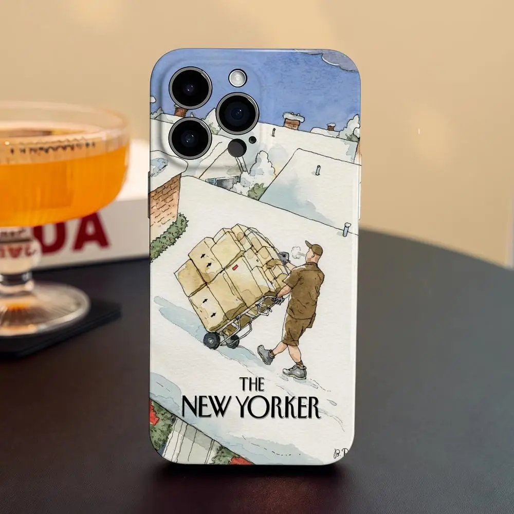 Custodia per telefono per Samsung S25 24 23 22 Ultra Plus Pellicola rigida lucida HD a foro fine con pellicola rigida Il nuovo Yorker