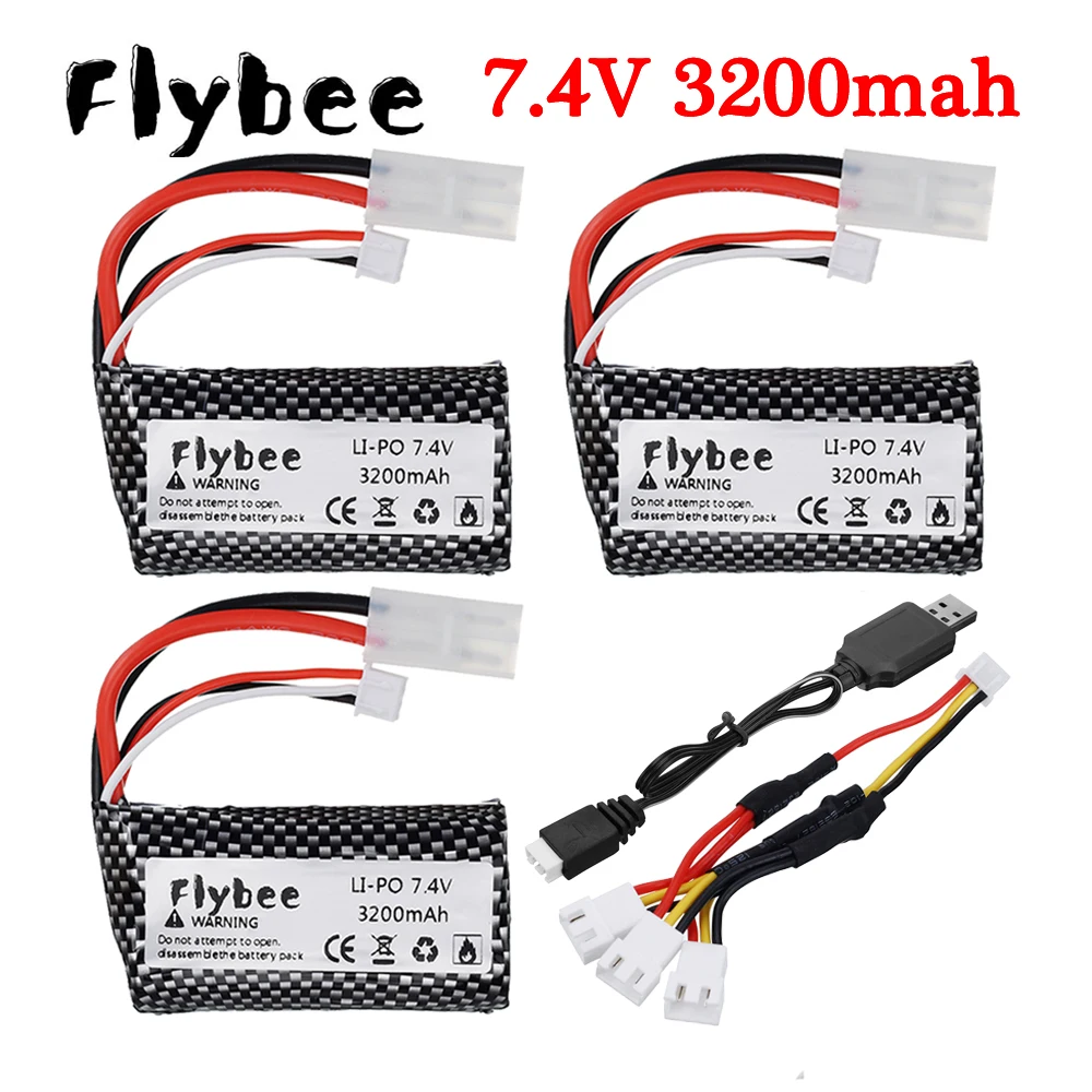 

In stock 7.4V 3200mAH 18650 Li-ion Batery With Charger For remote control Helicopter Car Tank Boat Toys 2S 7.4V battery