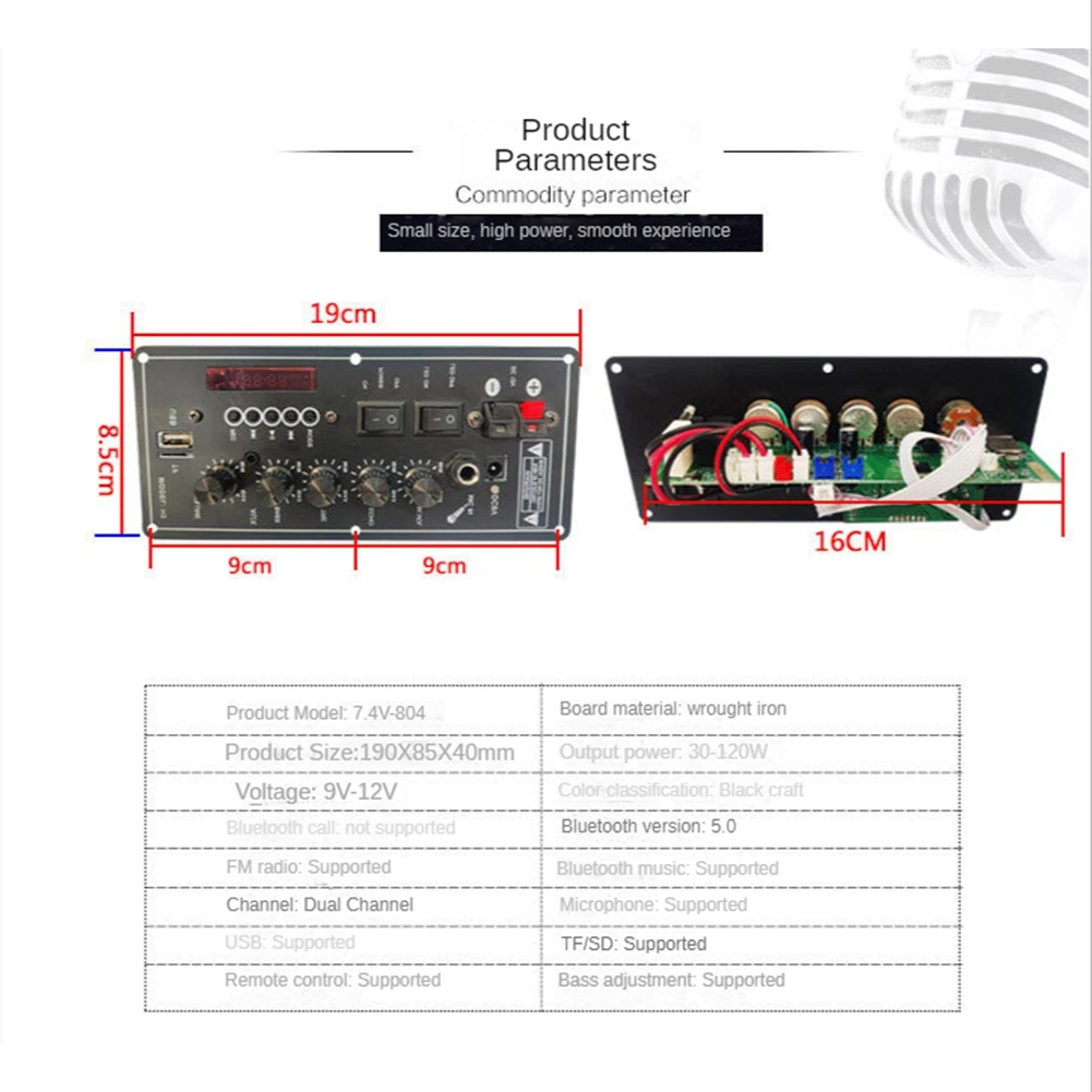 파워 앰프 보드 오디오 블루투스 앰프, USB Dac FM 라디오 TF 플레이어, 서브우퍼 DIY 앰프, 30W-120W