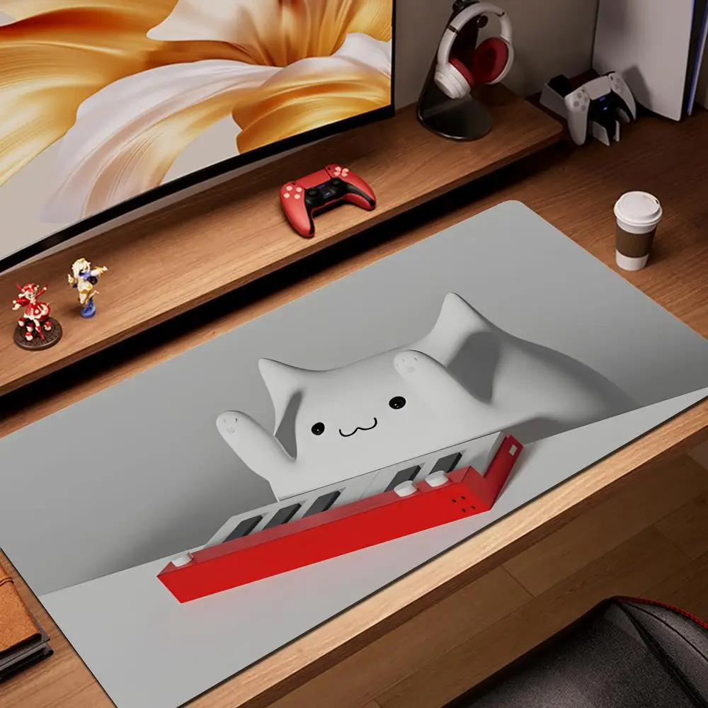 Gato mouse pad gamer mousepads bloqueio borda mousepad tapete de teclado grande tapete de mesa para computador portátil HYBXAXC