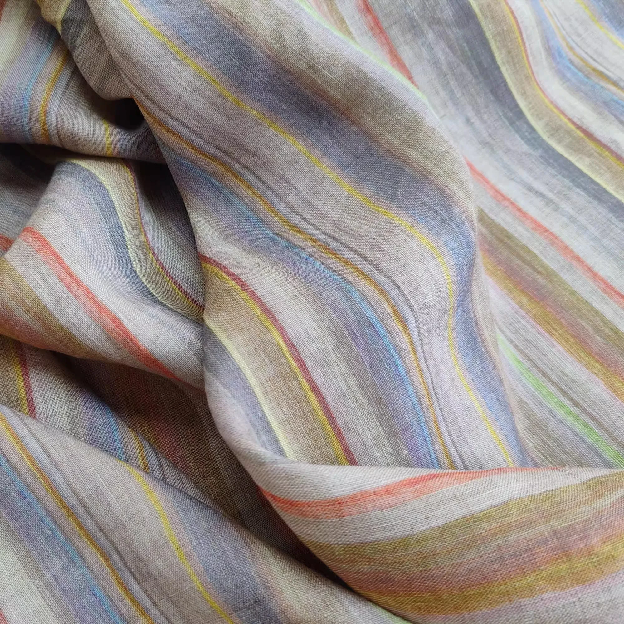 

1yard pure flax fabric striped print sewing accessories Fashion DIY Dress,Cheongsam Fabric for clothing