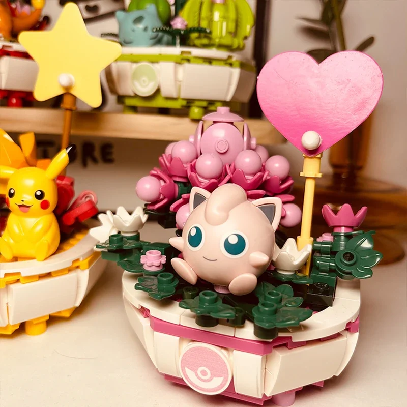 Keeppley Pokemon Building Block Pikachu Charmander Squirtle Plant Potted Jigglypuff Mini Brick Figure Toys For Christmas Gift