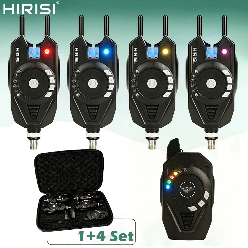 Hirisi SD11 Kabelloses Karpfenangel-Bissalarm-Set mit LED-Lichtanzeige, Einstellbarer Lautstärke & Empfindlichkeit, Angelzubehör