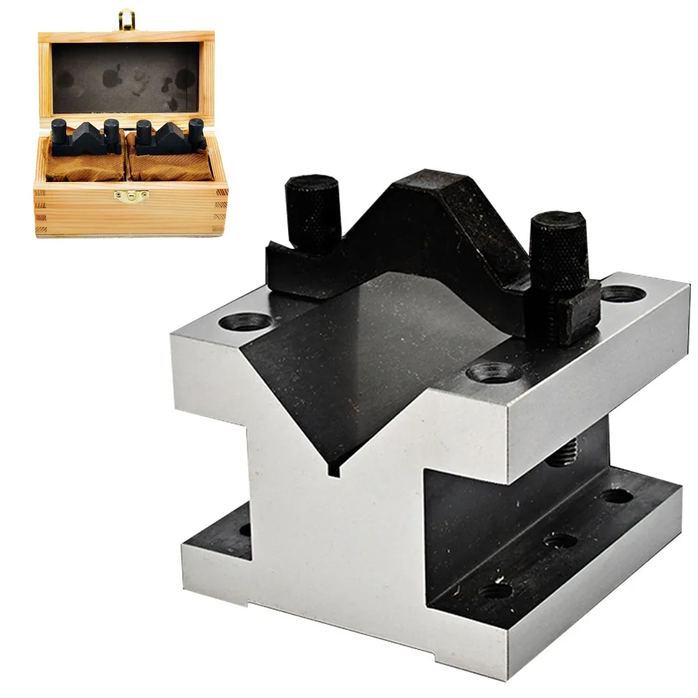 Clamp V-shaped Block With Clamp 2pcs 35x35x30mm 90 ° Grounding Hardened Steel Matching Measure Milling Machine