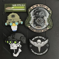 PVC Soft Rubber Tactical Patch Hook&Loop Armband Fight Weapons Military Night Vision Device Helmet Skull Morale Badge Patches