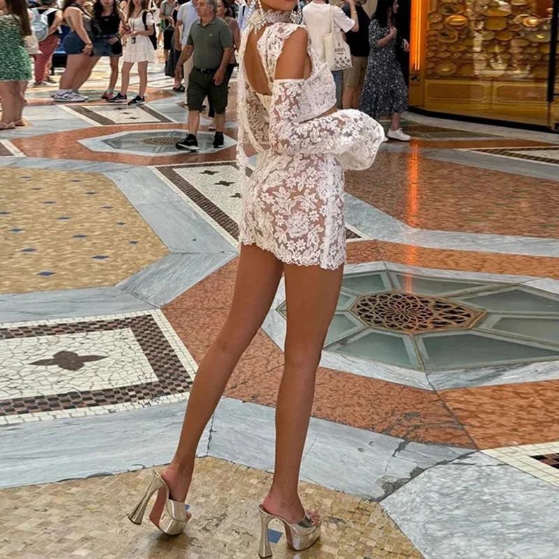 Sexy Streetwear Lace Two-Piece Set - usage example