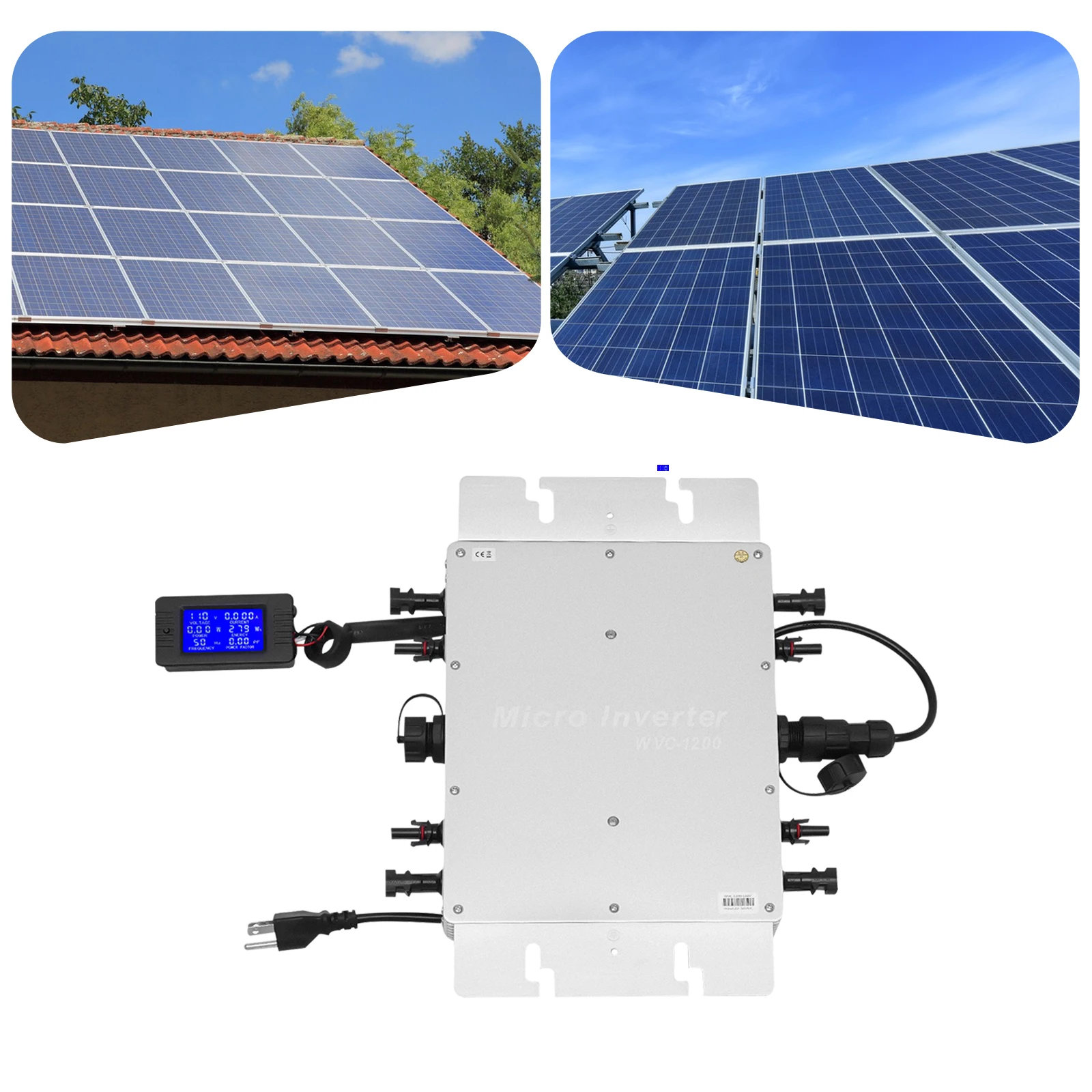 1200W 110V Solar Grid Tie Inverter, Waterproof IP65 Pure Sine Wave Machine With LCD Display Screen & 6 Protections