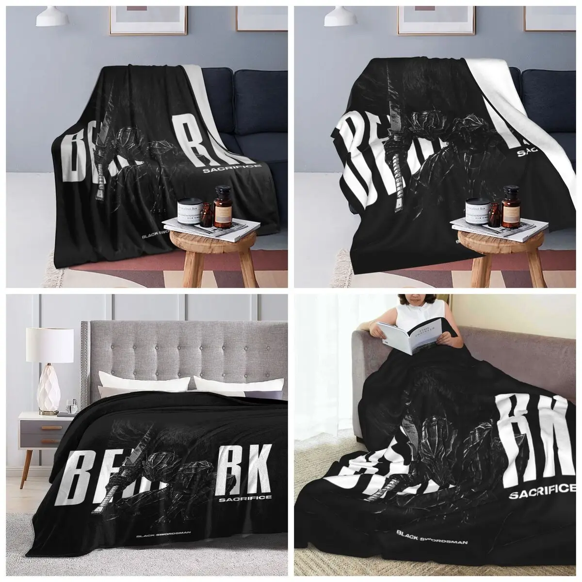 Japanese Anime Berserk Manga Blankets Soft Warm Flannel Throw Blanket Cover for Bed Travel Home Sofa