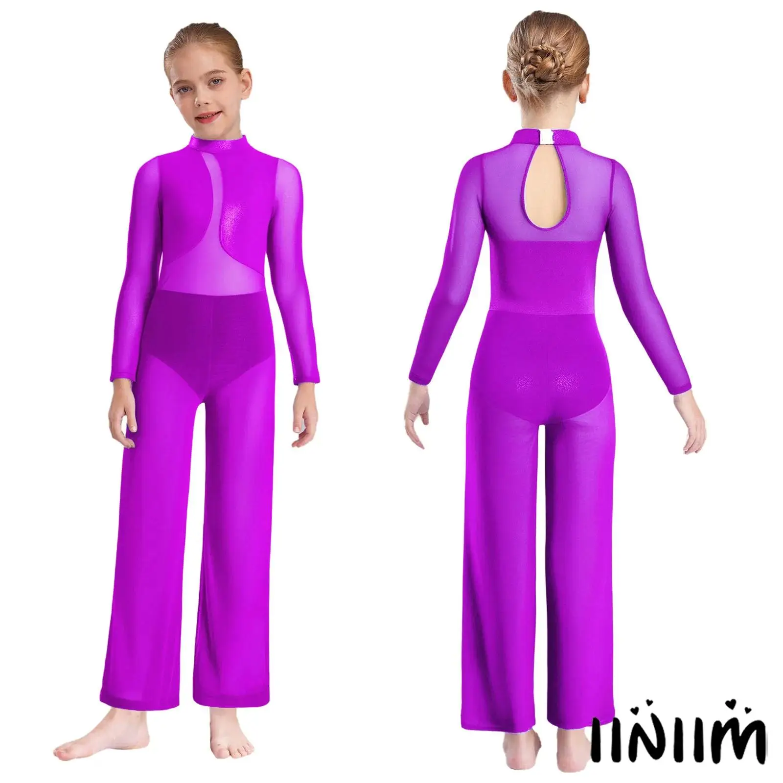 

Professional Yoga Lyrical Dancewear for Girls Long Sleeve Keyhole Back Full Body Leotard Modern Gymnastics Dance Jumpsuit