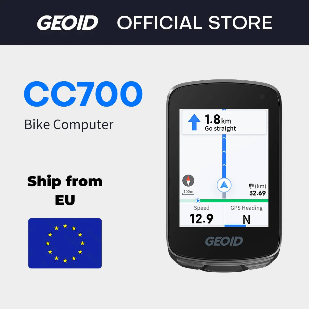 Ordinateur de vélo GPS GEOID CC700, écran couleur 2,8 pouces, étanche, compteur kilométrique de cyclisme avec navigation Wi-Fi, compteur de vitesse pour vélo