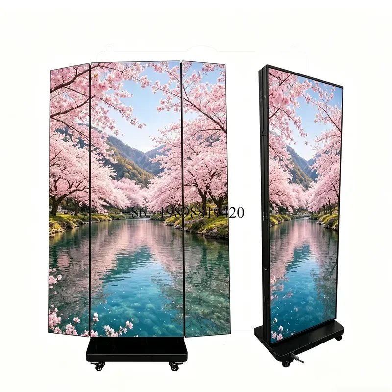 Wmwmnu Portable Triple Folding LED Poster Screen GOB P1.86 Full Color for Indoor Shopping Mall Retail customized product