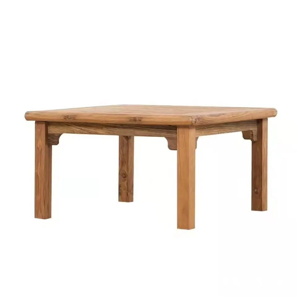 

Retro home restaurant old elm dining table, square small square table, new Chinese retro homestay rice tea log