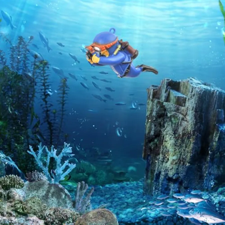 Floating Fish Tank Decorations, Aquarium Decorations, Lovely Diver Fish Tank Decorations, Floating Device Fish Tank Accessories