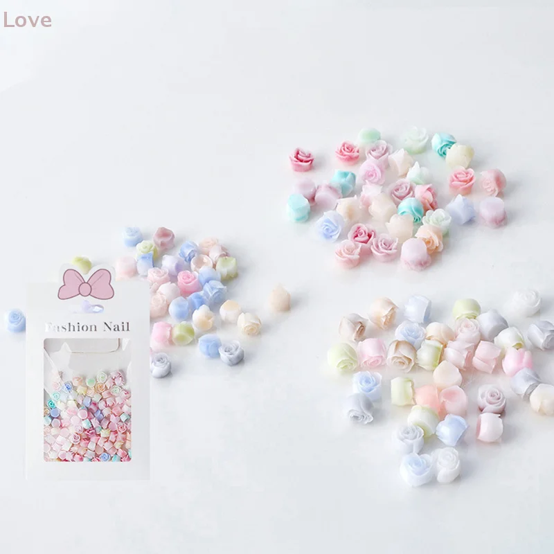 [L & P] 100 قطعة ثلاثية الأبعاد برعم صغير مسمار الفن السحر حجر الراين مختلط الألوان الراتنج ثلاثي الأبعاد زهرة مسمار الديكور DIY بها بنفسك اكسسوارات