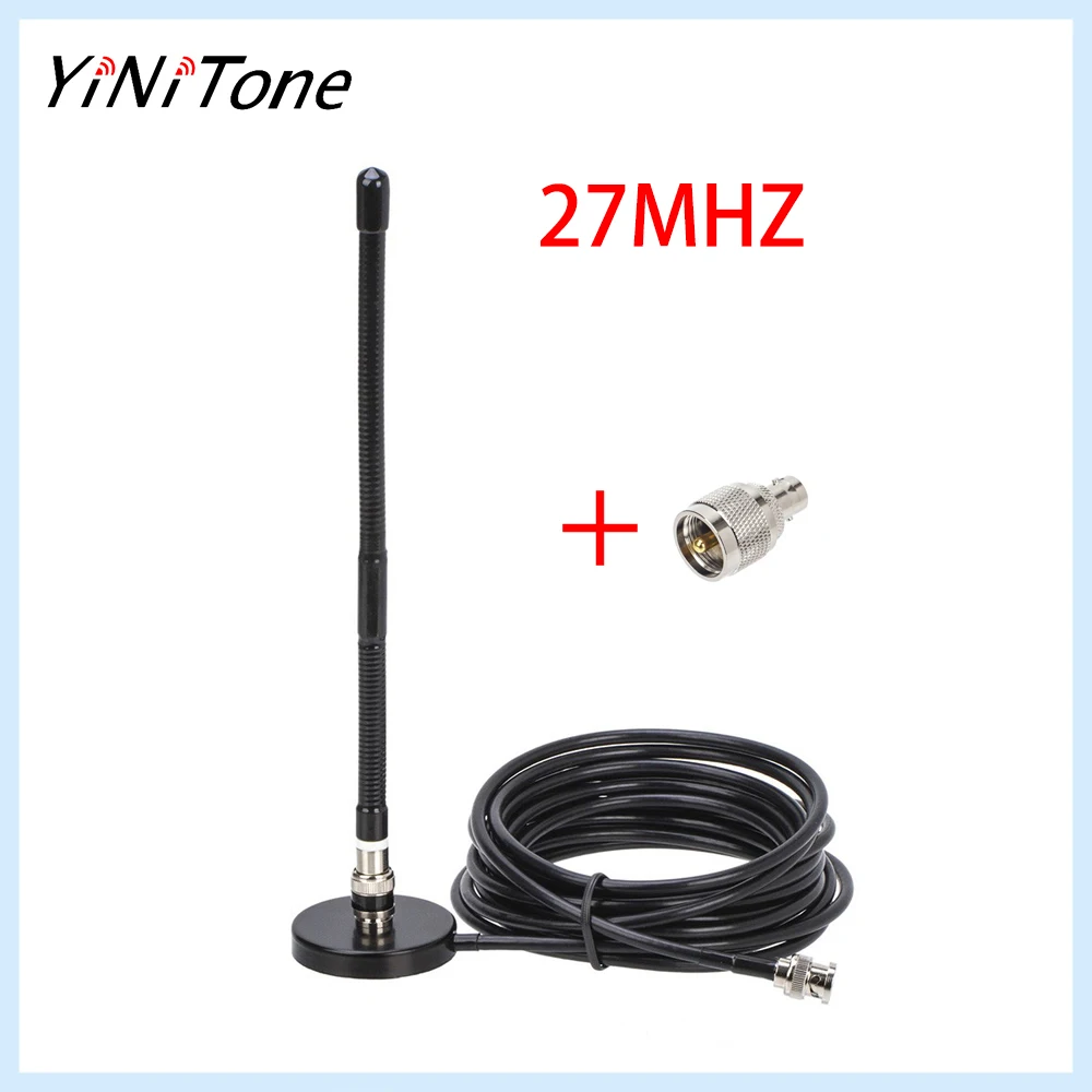 

27MHz BNC Male Radio Antenna Kit with Magnetic Base, 5M RG-58 Cable & BNC to PL-259 Adapter for Kenwood TK and Motorola HT Serie