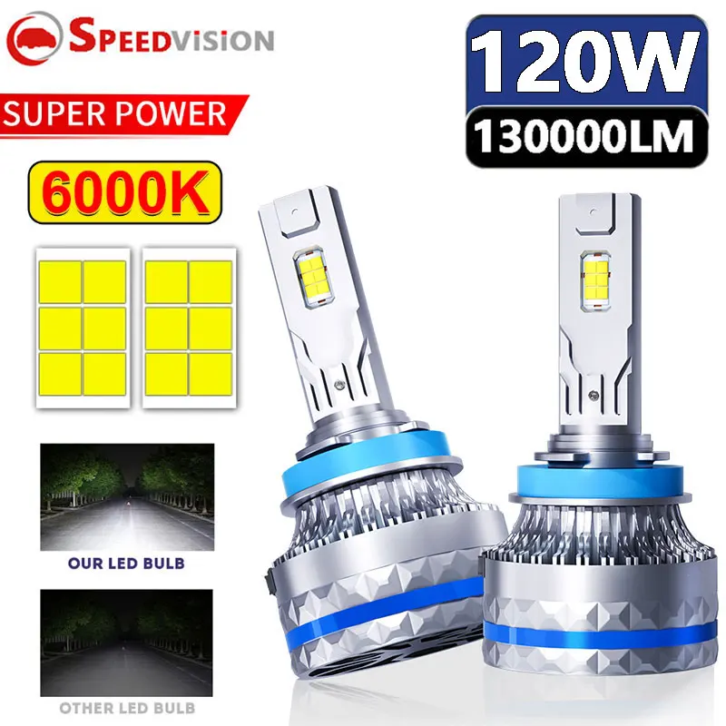 

K5C LED H7 H3 H4 Car Headlights Bulbs 130000LM 120W Canbus Lamps H11 H8 H1 HB3 9005 9006 HB4 9012 HIR2 H9 6000K Auto Fog Lights