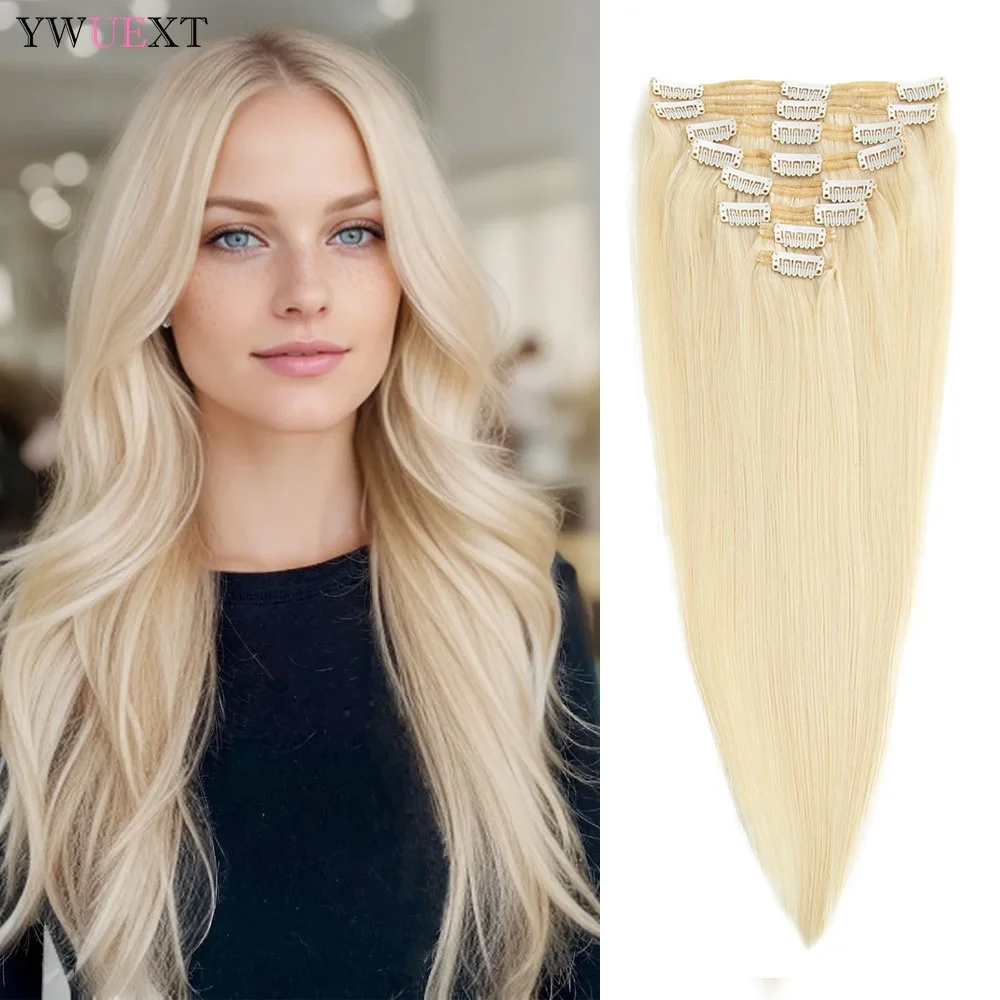 

Straight Clip in Human Hair Extensions 14"-24" Honey Blonde Clip Hair Extension Hair Pieces 8pcs/set Clip Hair Full Head
