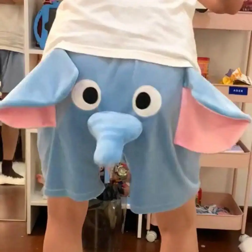 

Couple Pajama Shorts 3D Cartoon Elephant Decor Elastic Waist Breathable Unisex Summer Homewear Sleepwear Shorts Funny Shorts