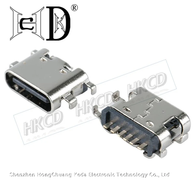 5Pcs USB Connector Type-C 6P Female Charging Port Jack 2/6/16 Pin Type-C Socket PCB Soldering SMD SMT DIY Repair Type C Adapter