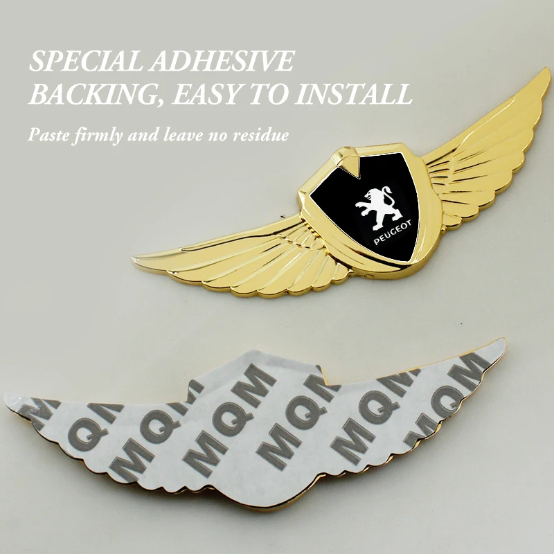 3D Badge Wings Car Stickers Side Marker Emblem Decoration For Peugeot 3008 206 207 307 2008 308 407 408 508 301 208 RCZ Accessor