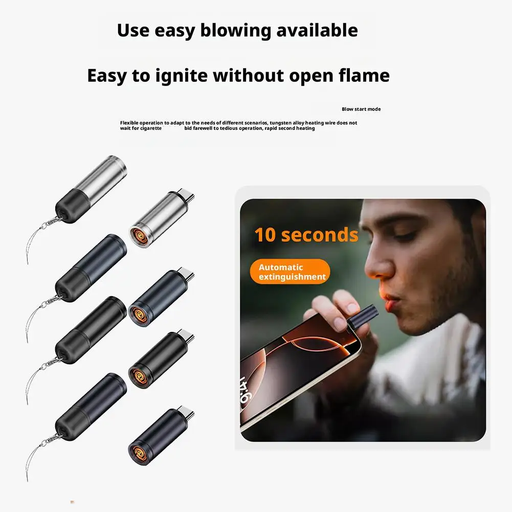

Mini Cigarette Lighter TypeC Plug-in Lighter Windproof Cigarette Without Cigarette Outdoor Lighter Ignition Charging Car Li M4T9
