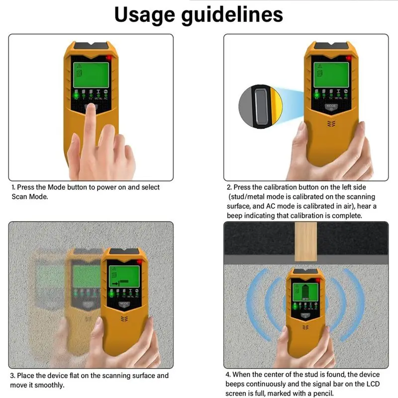 

Электрический многофункциональный детектор шпилек 5 в 1, интеллектуальный датчик шпилек с ЖК-дисплеем для деревянных проводов переменного тока, металлических шпилек