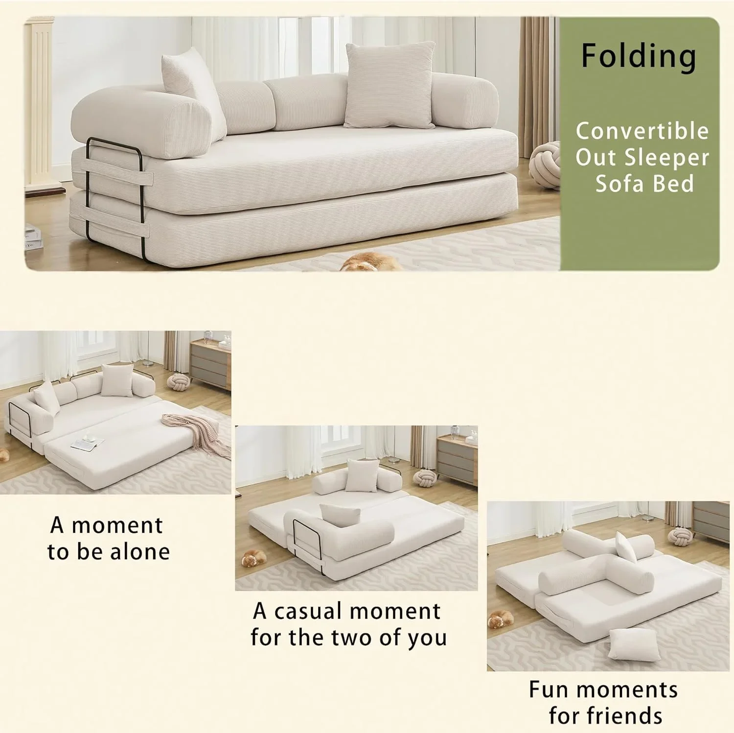 DIGGERA 79 "أريكة ضغط قابلة للتحويل أريكة سرير العظم الأريكة الأرائك للتحويل للطي مريح سروال قصير النائم الطابق أريكة السرير #6