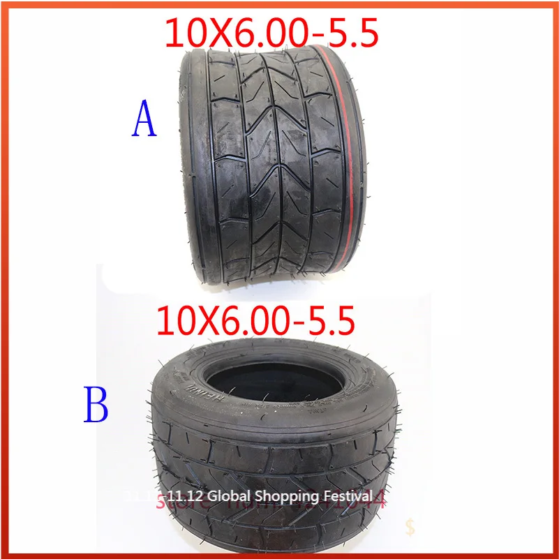 10 Inch Widened Tire 10x6.00-5.5 Motorcycle Vacuum Road Tire Tubeless Tire Wheel  for mini Harley electric vehicle