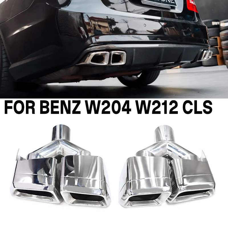 Für Mercedes-Benz C-Klasse W204 E-Klasse W212 CLS Auspuffrohr-Upgrade C63 E63 Look Quadratischer Vierfach-Schalldämpfer Endrohr