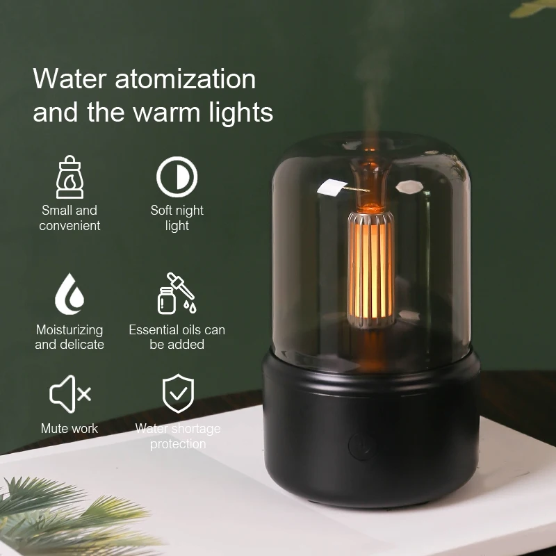 120ML aroma lilin Diffuser USB, pelembap udara rumah pembuat kabut dingin minyak esensial LED lampu malam tahan lama A