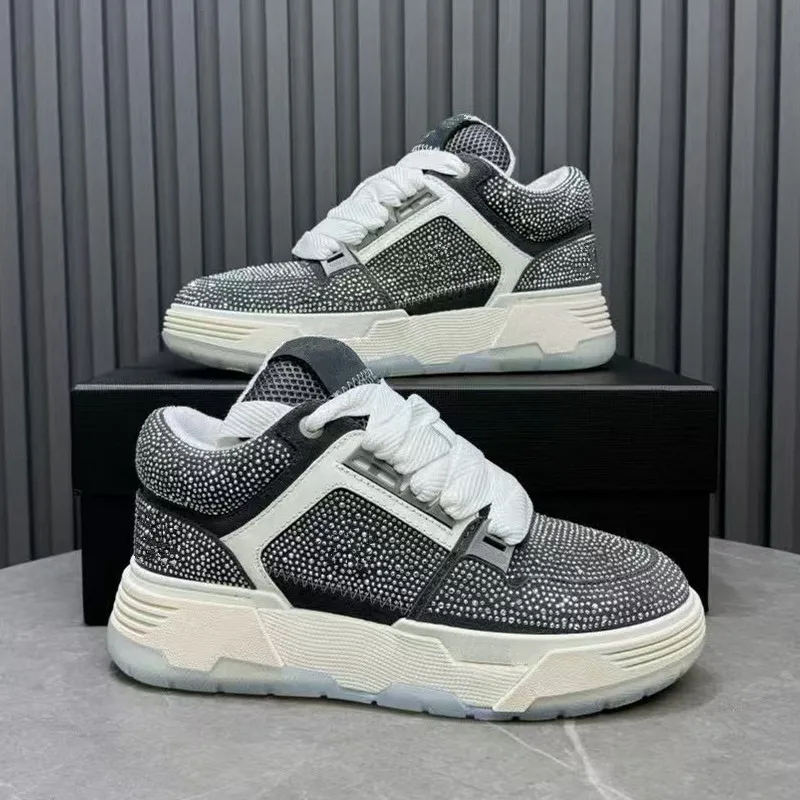 Men's shoes Korean version personalized rhinestone thick sole height increasing board shoes casual couple sports bread shoes wom