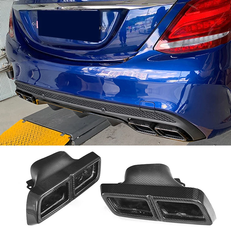 Dry Carbon Fiber Universal Exhaust Tips End Muffler For Mercedes-Benz C E GL CLK CLS Class C63 C43 CL65 E63 G55 AMG All Cars