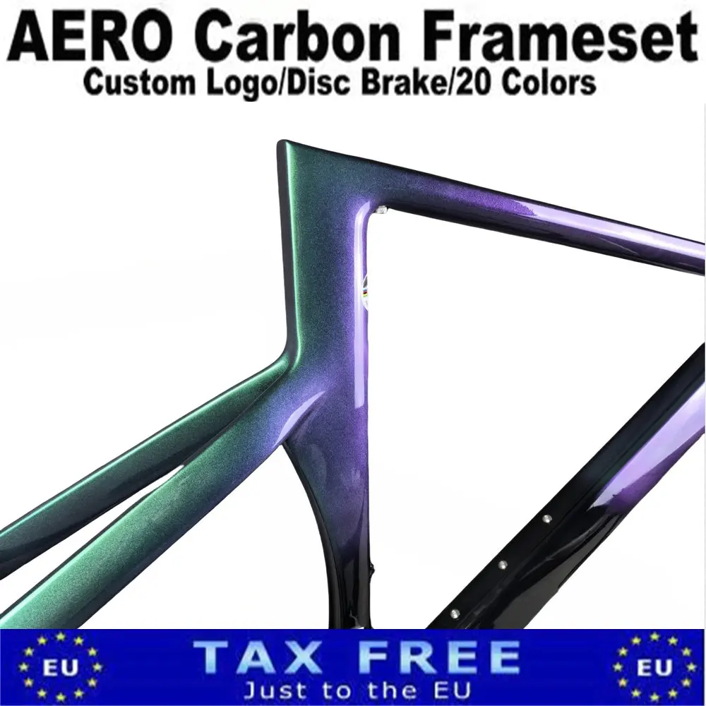 AERO Road Bike Frames Disc Brake, Chameleon Green Carbon Frameset with Handlebar, by DPD, 2024