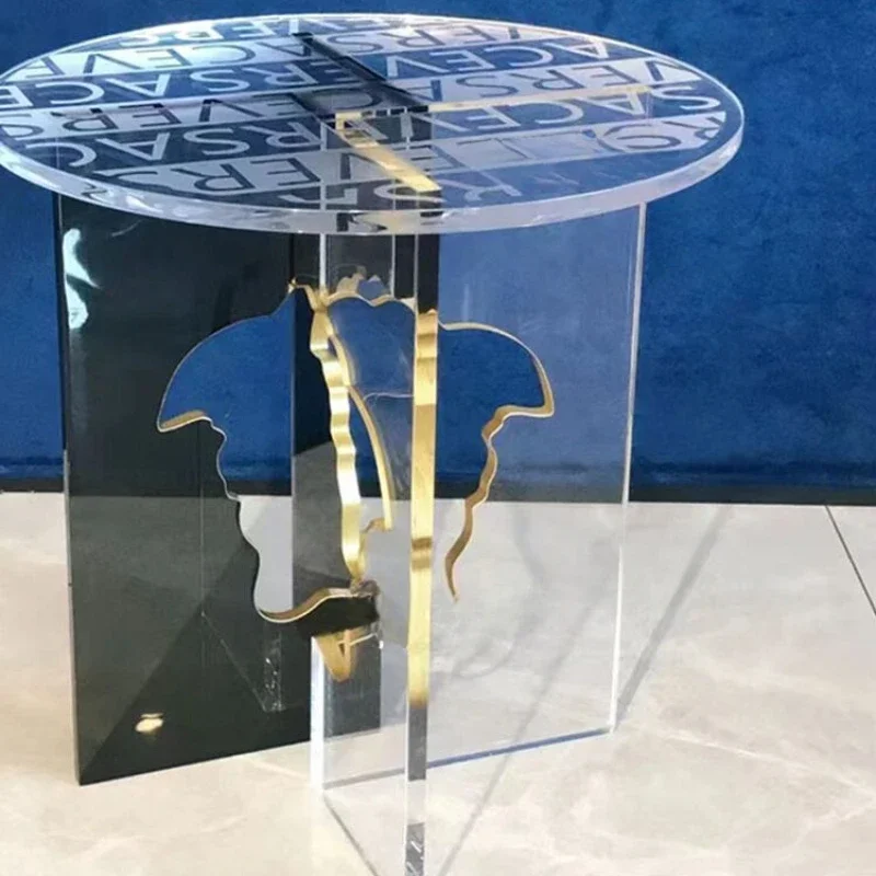 

Round edge transparent acrylic corner villa living room special-shaped high-end small coffee table