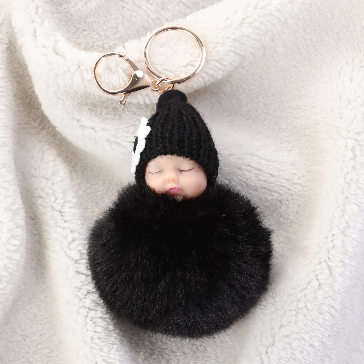 

Sleeping Baby Keychain Soft Key Ring Pendant Gift Black Comfortable Hold Perfect Present Baby Key Chain Car Keychain