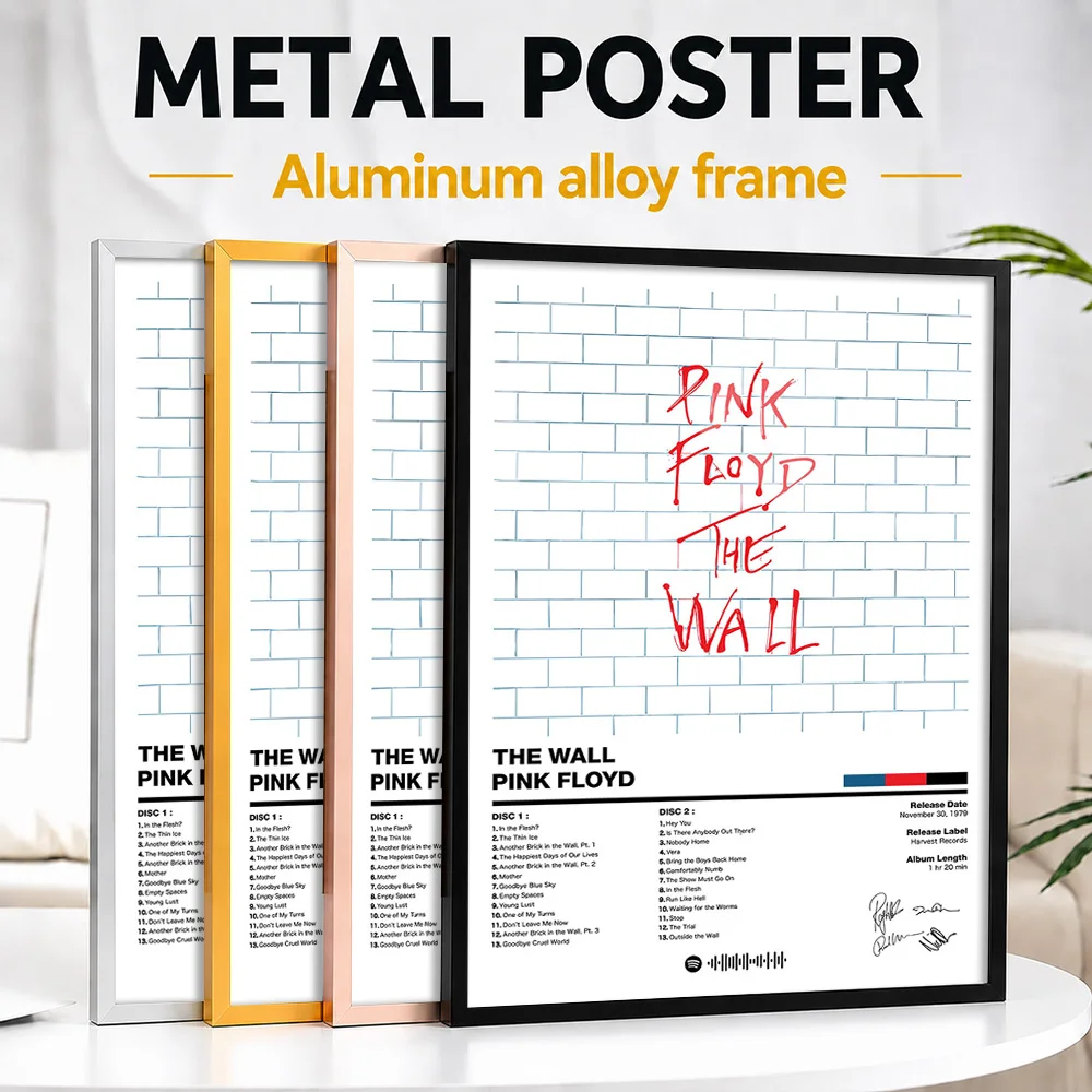 Pink Floyd Brick Album Metal Poster With Aluminum Alloy Frame Personalized Photo High Contrast Stage Style Wall Art For Studio